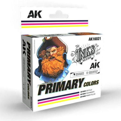 AK Interactive - The Inks - Primary Colors Set AK16021 - Loaded Dice Barry Vale of Glamorgan CF64 3HD
