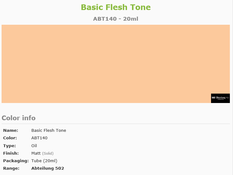 Abteilung 502 Oil Paint - Basic Flesh Tone ABT140 - Loaded Dice Barry Vale of Glamorgan CF64 3HD