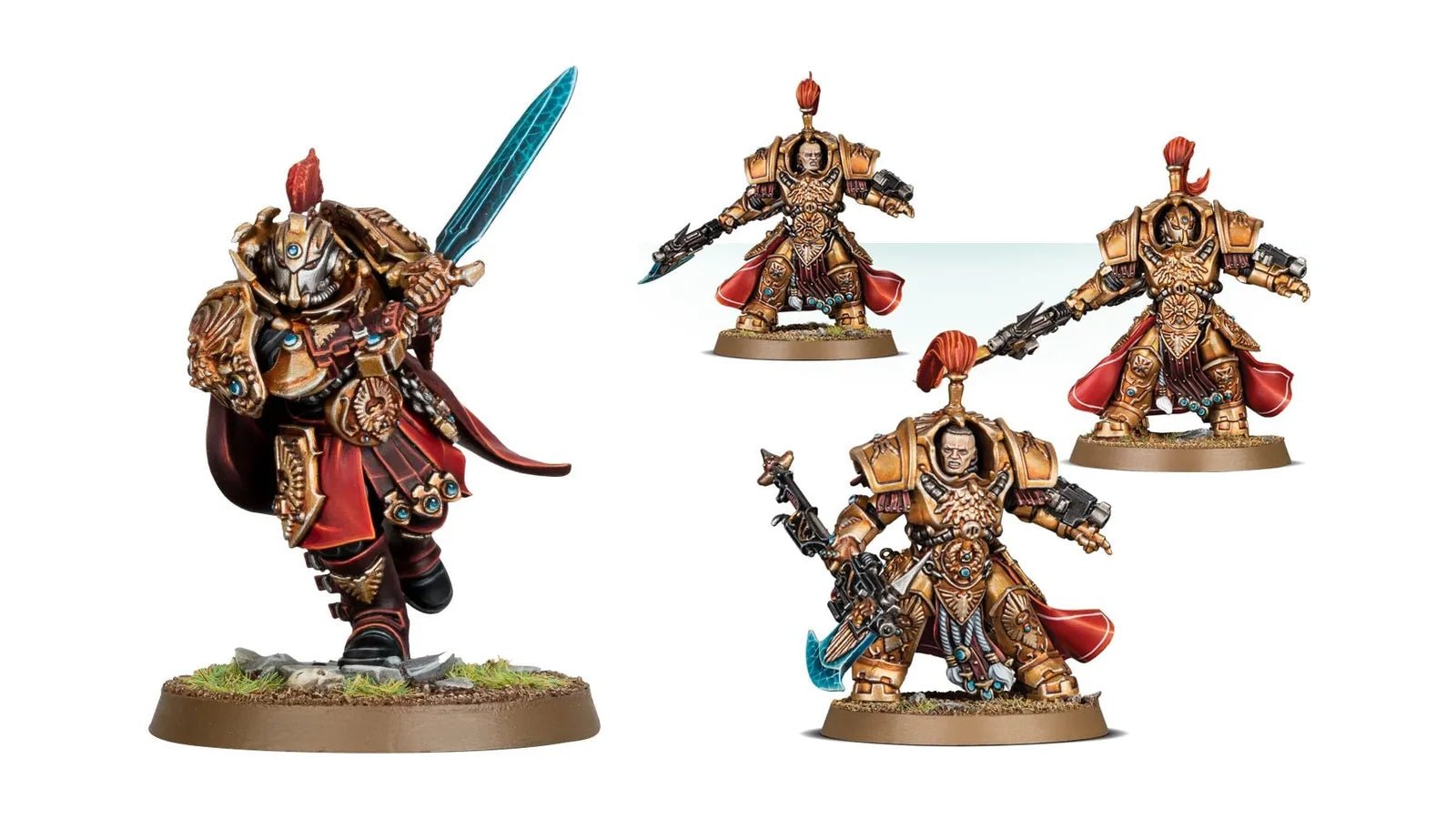 Adeptus Custodes Blade Champion and Allarus Custodians miniatures