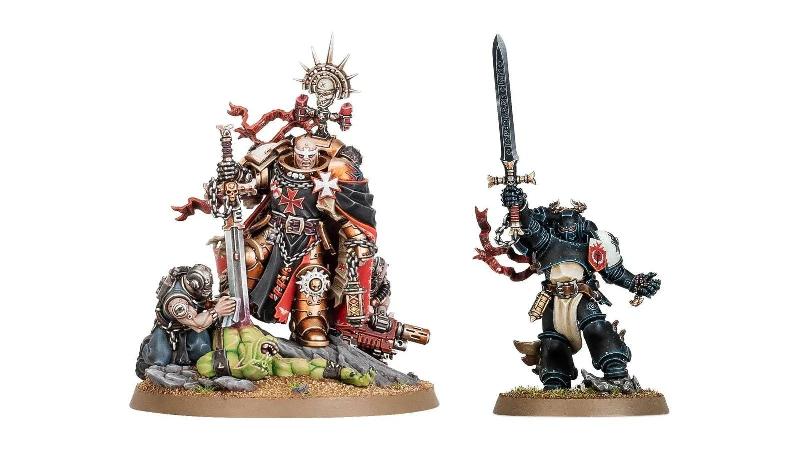 Painted Black Templars High Marshal Helbrecht and Emperor's Champion miniatures