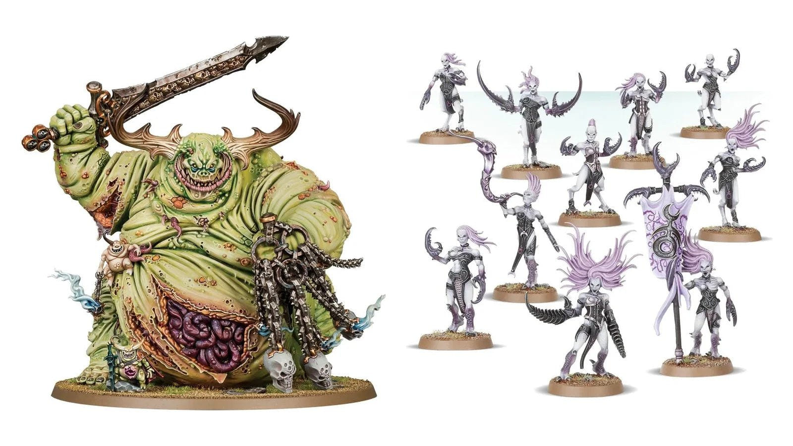 Great Unclean One and Daemonettes miniatures from Warhammer 40,000