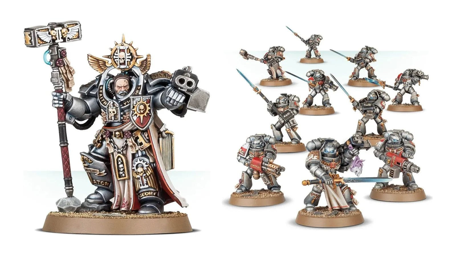 Grey Knights Grand Master Voldus and Strike Squad miniatures
