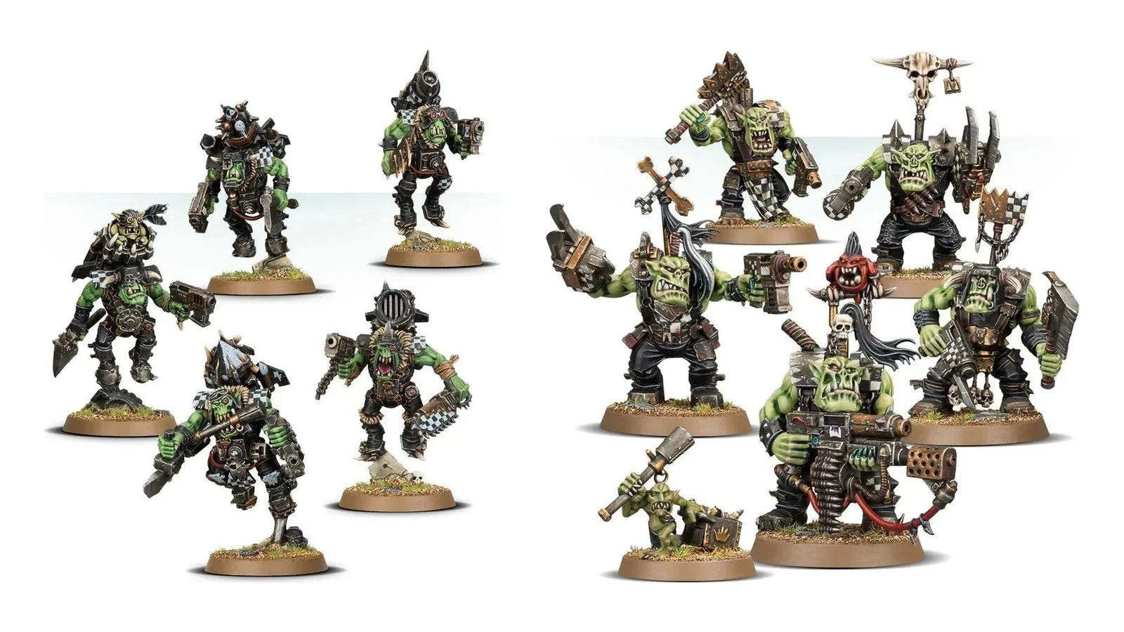 Painted Ork Stormboyz and Nobz Citadel miniatures