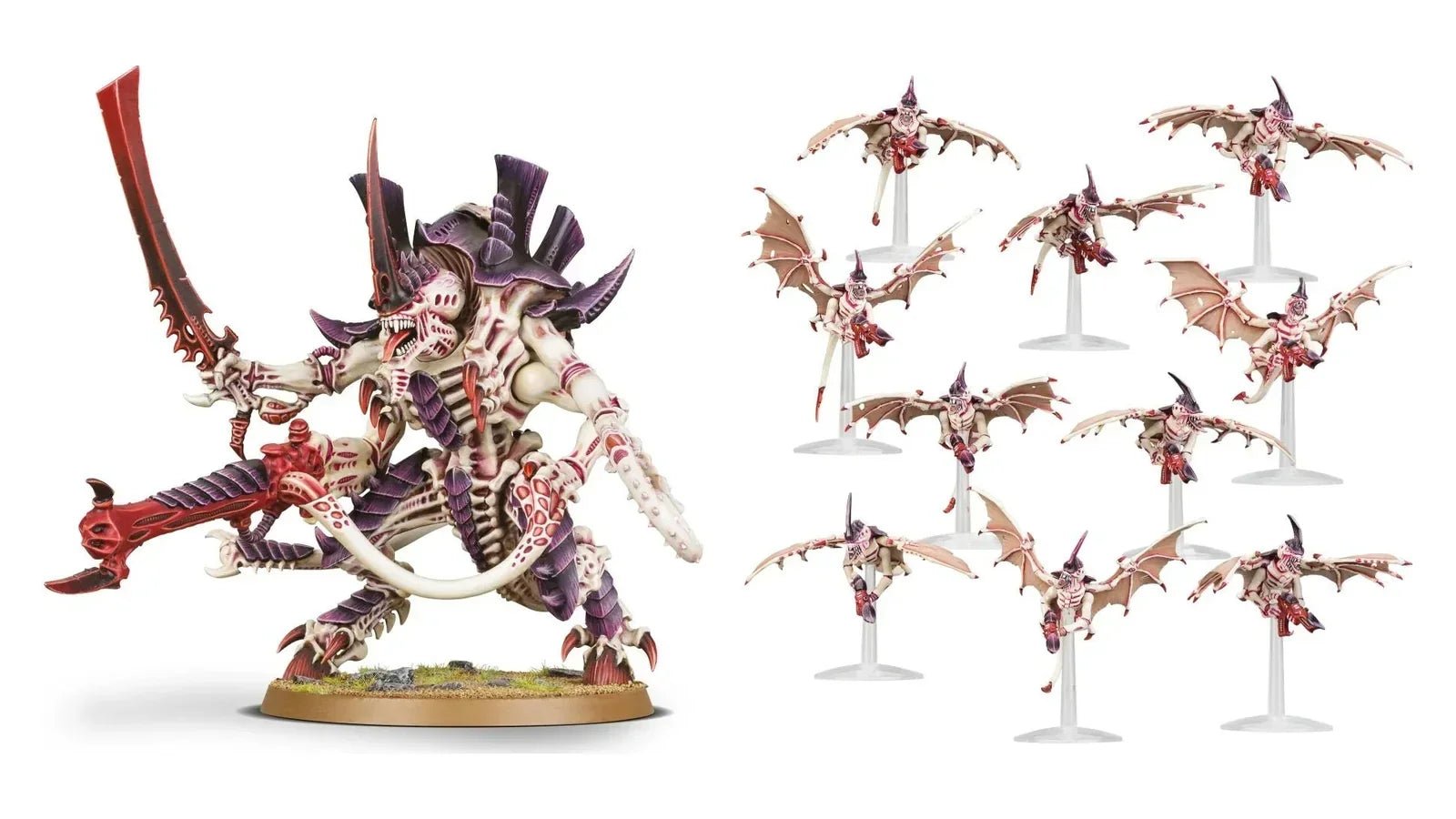 Tyranid Hive Tyrant and Gargoyles miniatures