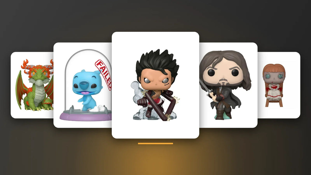 Upcoming Funko Pop! figures including Snake-Man Luffy, Stitch Experiments and Aragorn