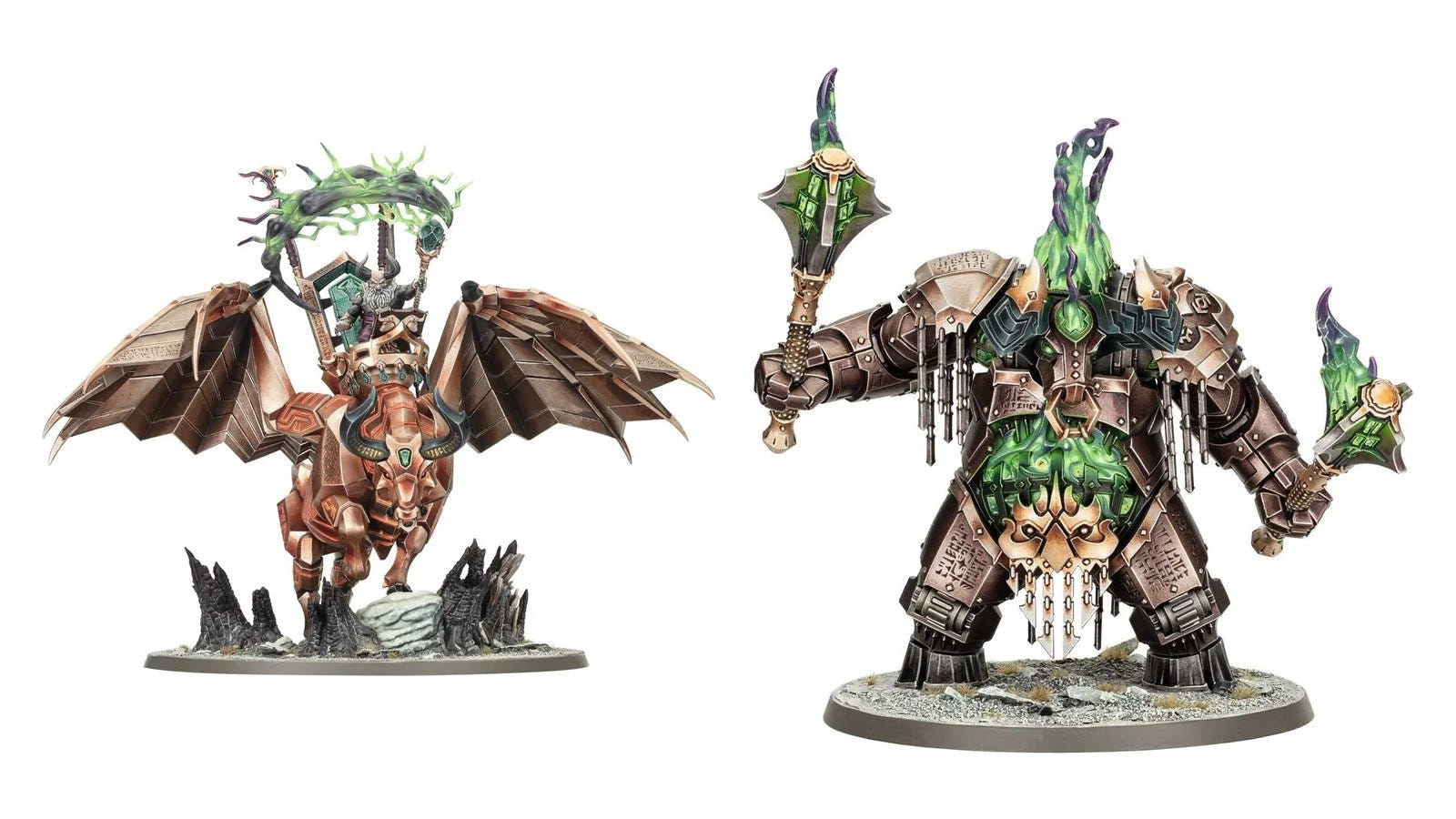 Helsmiths of Hashut miniatures: Urak Taar the First Daemonsmith and a Dominator Engine