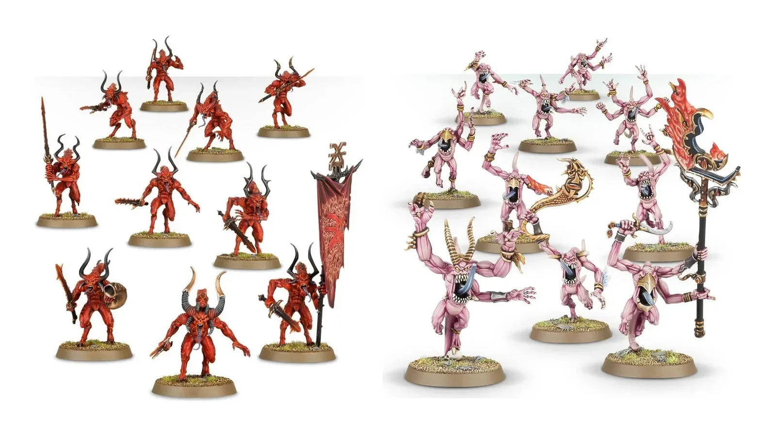 Chaos Daemons Bloodletters and Pink Horrors miniatures