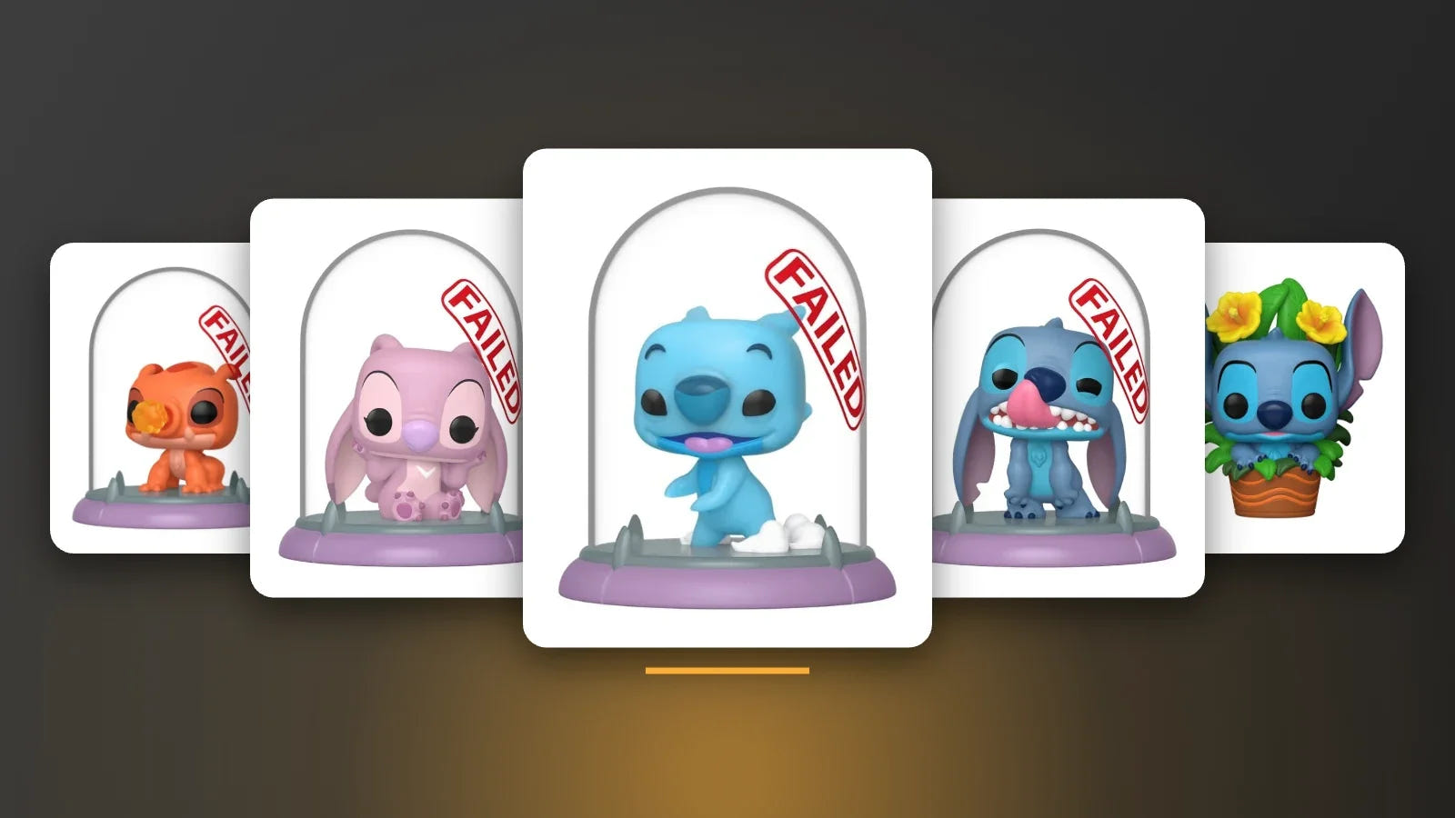 Stitch Experiments Funko Pop! figures including Slushy, Angel and Stitch