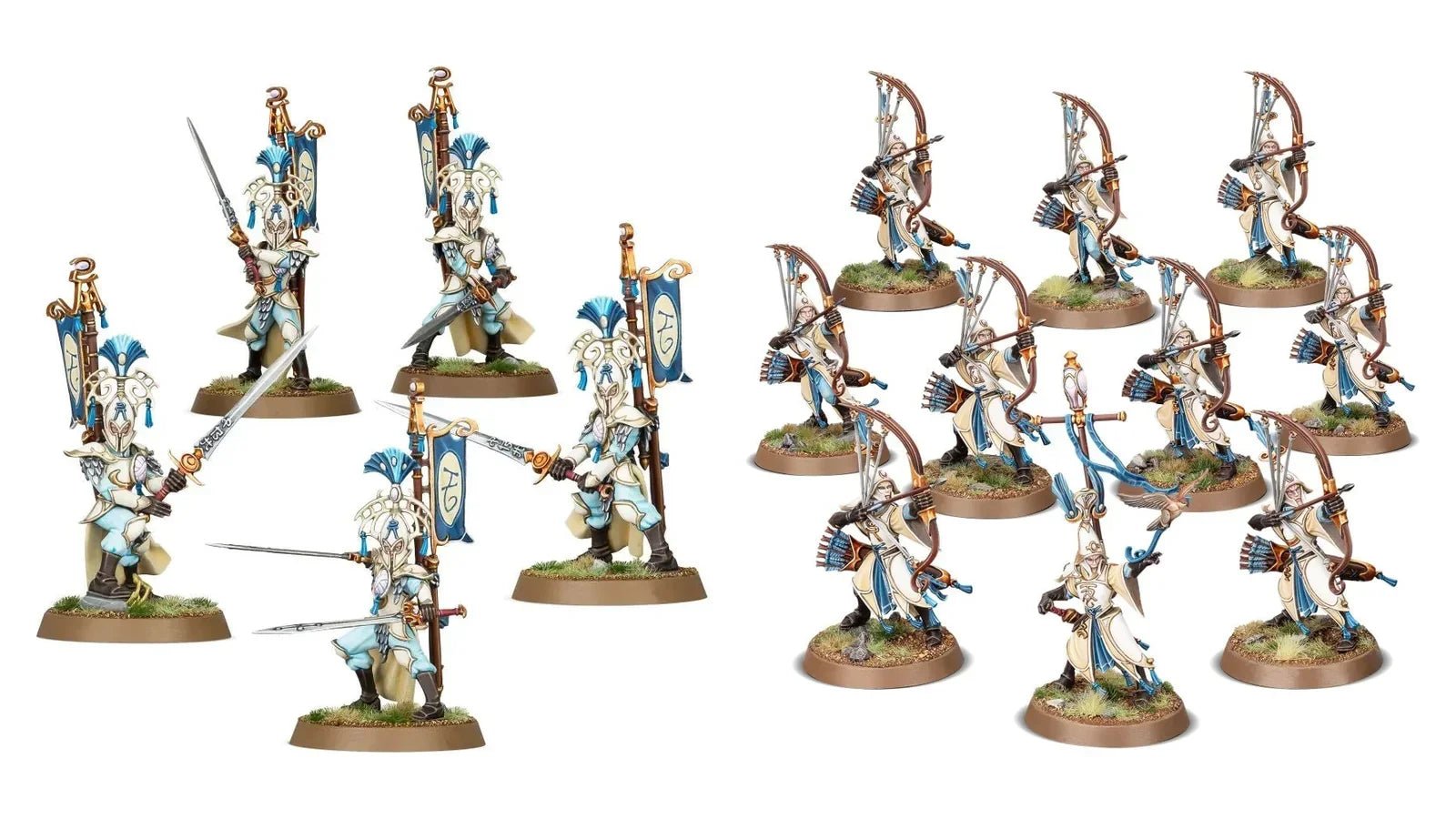 Lumineth Realm-Lords Vanari Bladelords and Auralan Sentinels miniatures