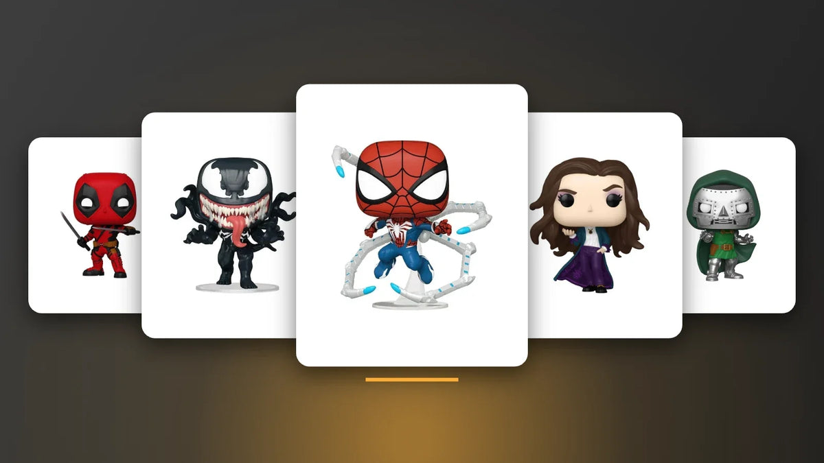 Spider-Man, Venom, Agatha and Doctor Doom Marvel Funko Pop! figures