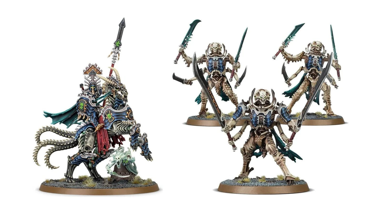 Ossiarch Bonereapers miniatures: Arch-Kavalos Zandtos and Necropolis Stalkers