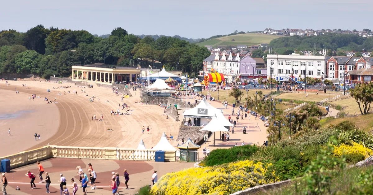 Barry Island beach and promenade on a sunny day, Barry, South Wales