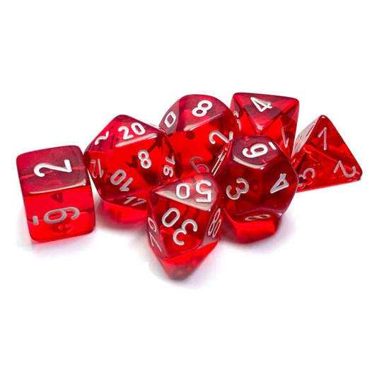Chessex - Translucent Polyhedral 7 Dice Set - Red & White - Loaded Dice