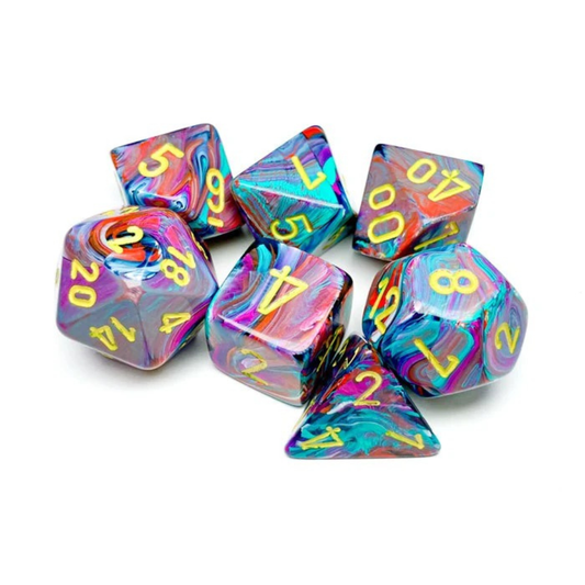 Chessex - Festive Polyhedral 7 Dice Set - Mosaic Yellow - Loaded Dice