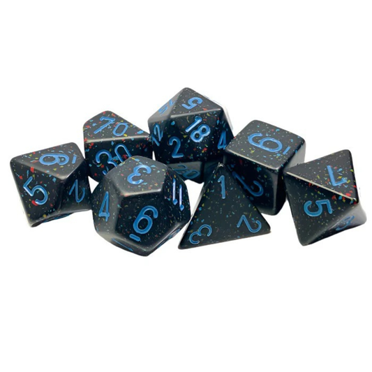 Chessex - Speckled Polyhedral 7 Dice Set - Blue Stars - Loaded Dice