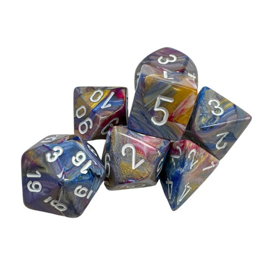 Chessex - Festive Polyhedral 7 Dice Set - Carousel with White - Loaded Dice