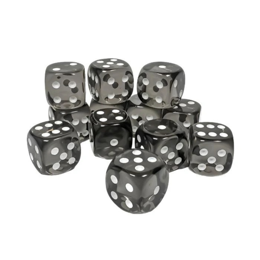 Chessex - Translucent 16mm D6 Dice Block - Smoke with White - Loaded Dice