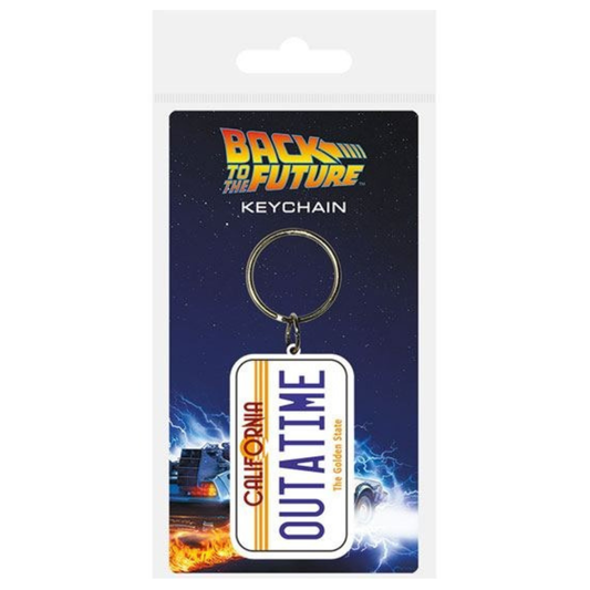 Back to the Future Delorean 'Outatime' Rubber Keychain License Plate 6cm - Loaded Dice