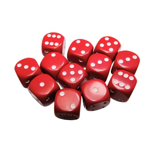 Chessex - Opaque 16mm D6 Dice Block - Red with White - Loaded Dice