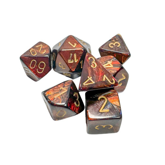 Chessex - Scarab Polyhedral 7 Dice Set - Blue Blood with Gold - Loaded Dice
