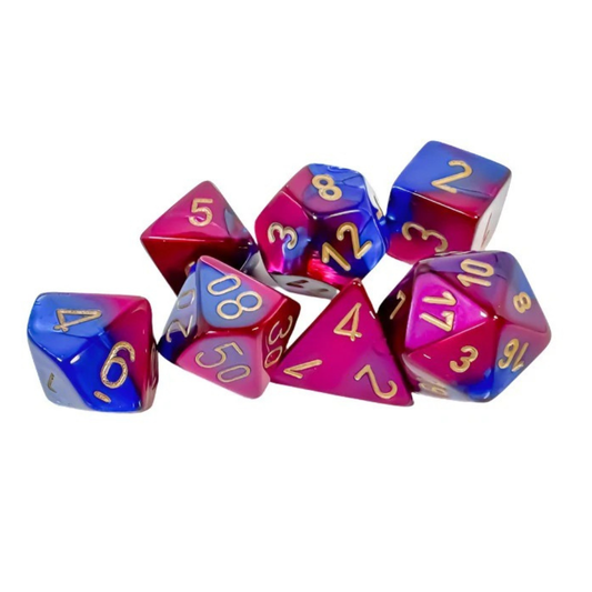 Chessex - Gemini Polyhedral 7 Dice Set - Blue-Purple with Gold - Loaded Dice