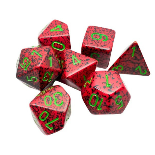 Chessex - Speckled Polyhedral 7 Dice Set - Strawberry - Loaded Dice