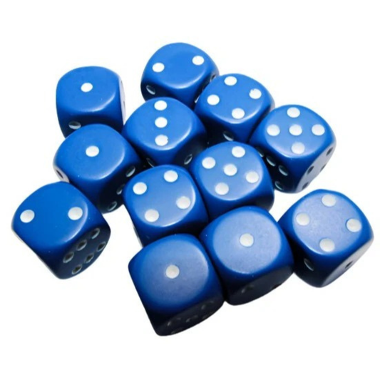 Chessex - Opaque 16mm D6 Dice Block - Blue with White - Loaded Dice