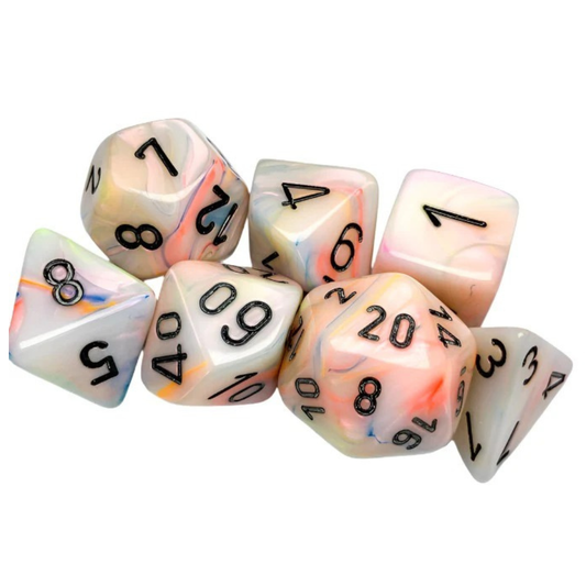 Chessex - Festive Polyhedral 7 Dice Set - Circus with Black - Loaded Dice