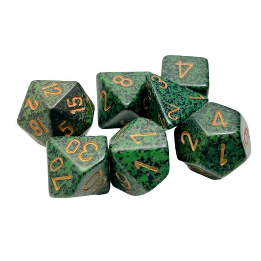 Chessex - Speckled Polyhedral 7 Dice Set - Golden Recon - Loaded Dice