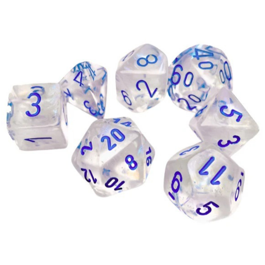 Chessex - Borealis Polyhedral 7 Dice Set - Luminary Icicle light blue - Loaded Dice