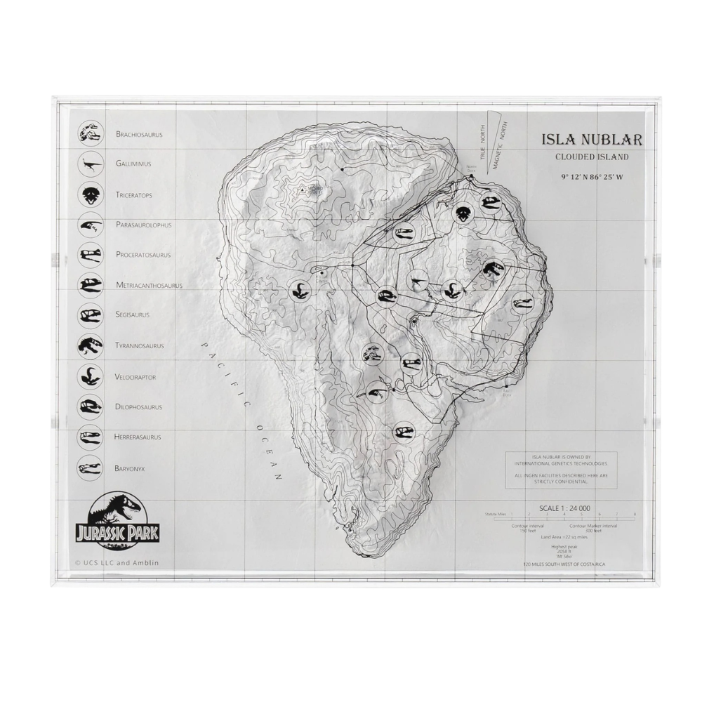 Jurassic Park Topographic Map Isla Nublar (Limited to 200 pieces Worldwide) - Loaded Dice