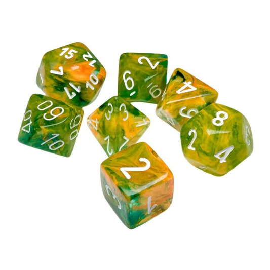 Chessex - Nebula Polyhedral 7 Dice Set - Luminary Spring White - Loaded Dice