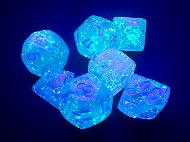 Chessex - Mini Nebula Polyhedral 7 Die Set - Wisteria White - Loaded Dice