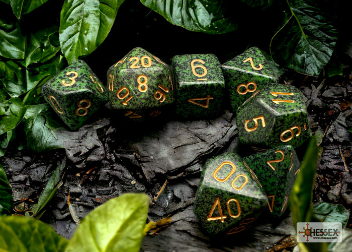Chessex - Speckled Polyhedral 7 Dice Set - Golden Recon - Loaded Dice