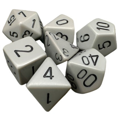 Chessex - Opaque Polyhedral 7 Dice Set - Grey with Black - Loaded Dice