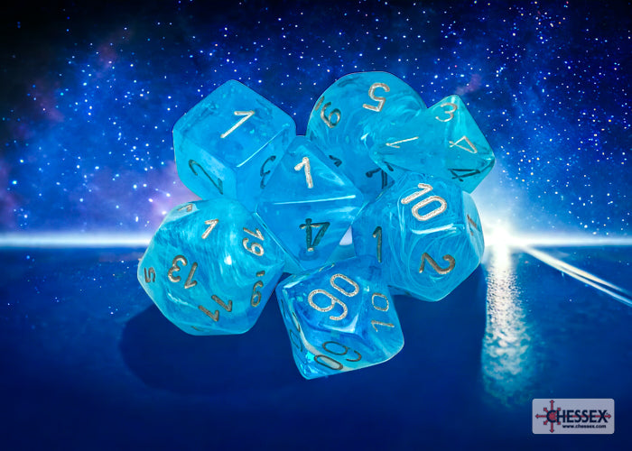 Chessex - Borealis Polyhedral 7 Dice Set - Luminary Sky Silver - Loaded Dice