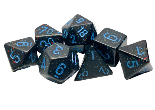 Chessex - Speckled Polyhedral 7 Dice Set - Blue Stars - Loaded Dice