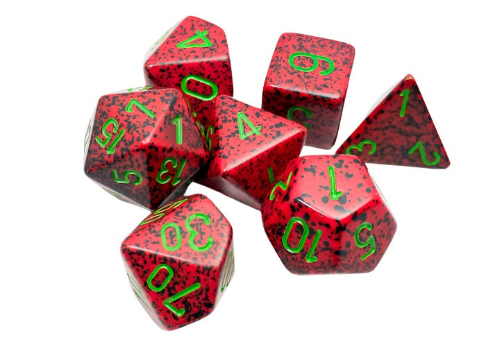 Chessex - Speckled Polyhedral 7 Dice Set - Strawberry - Loaded Dice