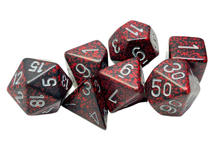 Chessex - Speckled Polyhedral 7 Dice Set - Silver Volcano - Loaded Dice