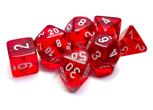 Chessex - Translucent Polyhedral 7 Dice Set - Red & White - Loaded Dice