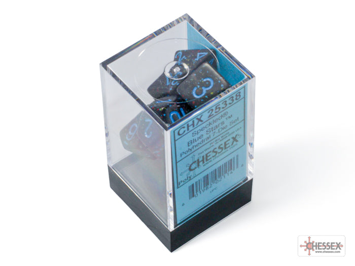 Chessex - Speckled Polyhedral 7 Dice Set - Blue Stars - Loaded Dice