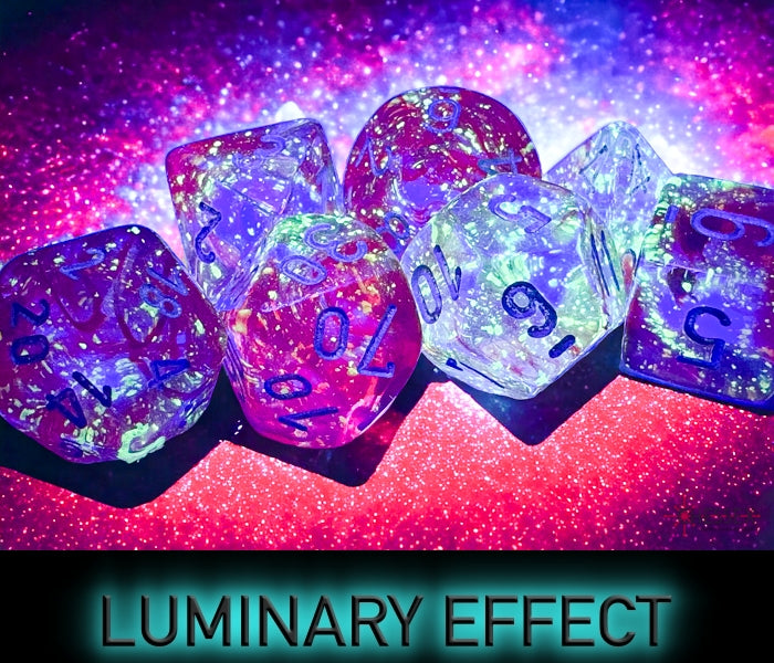 Chessex - Nebula Polyhedral 7 Dice Set - Luminary Red & Silver - Loaded Dice