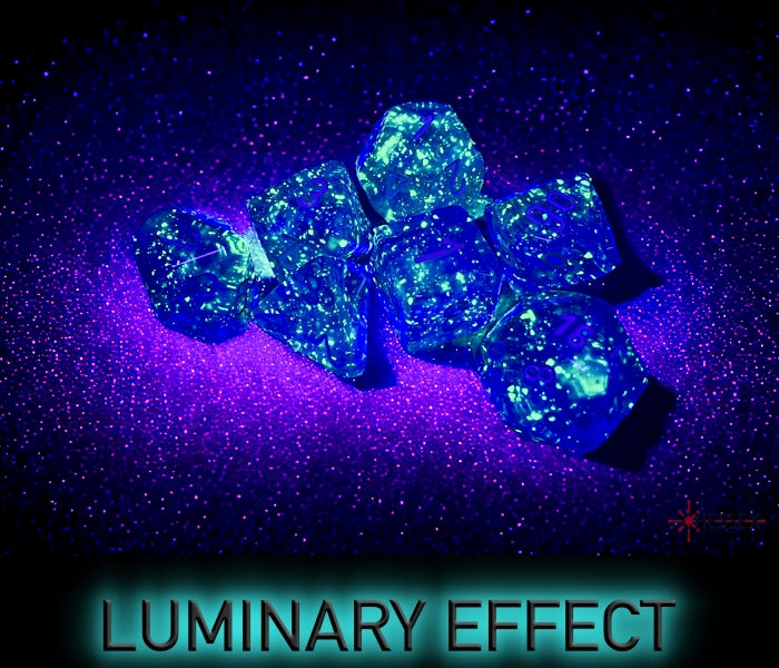 Chessex - Borealis Polyhedral 7 Dice Set - Luminary Purple & White - Loaded Dice