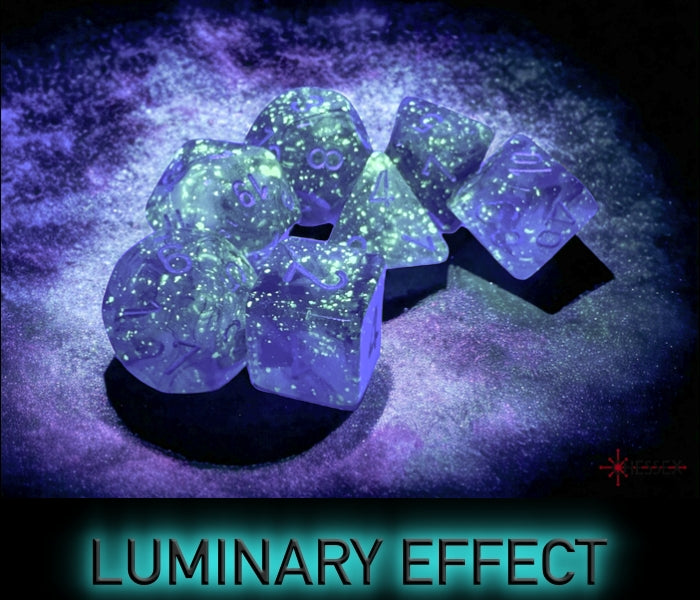 Chessex - Borealis Polyhedral 7 Dice Set - Luminary Light Smoke Silver - Loaded Dice