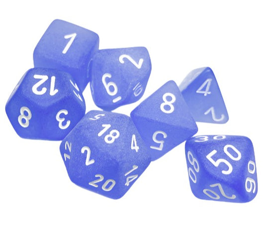 Chessex - Frosted Polyhedral 7 Dice Set - Blue with White - Loaded Dice