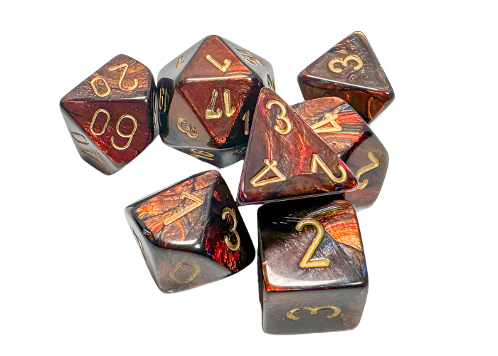 Chessex - Scarab Polyhedral 7 Dice Set - Blue Blood with Gold - Loaded Dice
