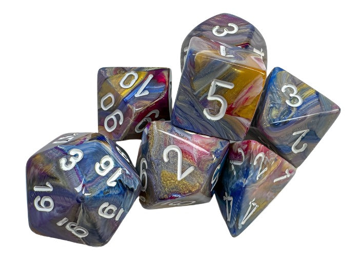 Chessex - Festive Polyhedral 7 Dice Set - Carousel with White - Loaded Dice