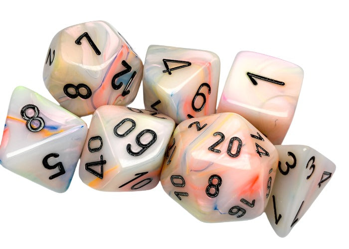 Chessex - Festive Polyhedral 7 Dice Set - Circus with Black - Loaded Dice
