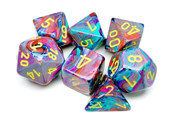 Chessex - Festive Polyhedral 7 Dice Set - Mosaic Yellow - Loaded Dice