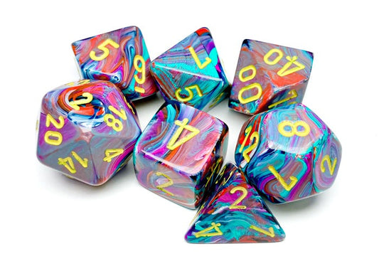 Chessex - Festive Polyhedral 7 Dice Set - Mosaic Yellow - Loaded Dice